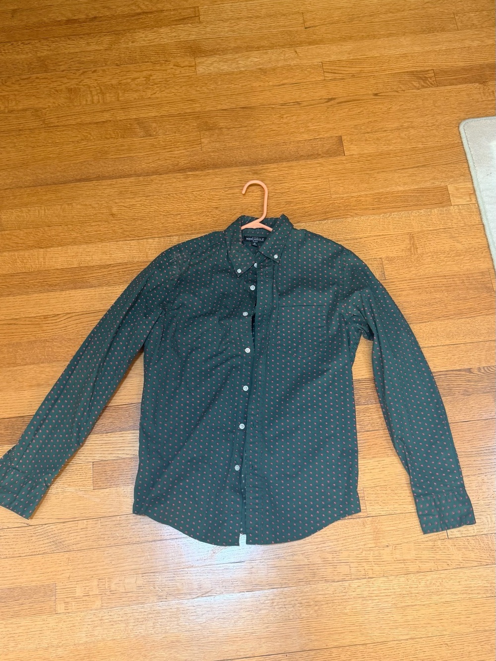 J. Crew Dark Green Printed Long-Sleeve Button-Down Shirt